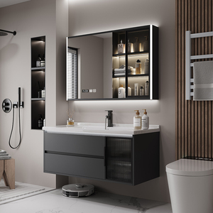 Smart Bathroom Vanity with LED <b>Mirror</b> Cabinet CE Certified <b>Wall</b>-Mounted Waterproof Hanging Cabinet - Product Image 4