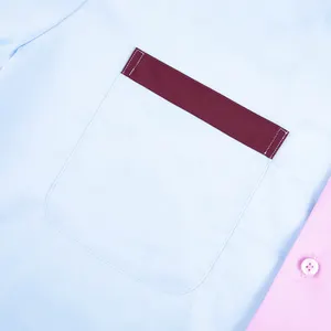 Contrast Trim Designer Short Sleeve Custom Embroidery Logo Shirt Camp Cuban Collar Button Up Shirt With 2 Pocket