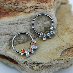 Mode Sieraden Astm F136 Titanium Zirkoon Scharnierende Segment Piercing Oorbellen <span class=keywords><strong>Helix</strong></span> Schelp Tragus Clicker Body Piercing - Product Image 4