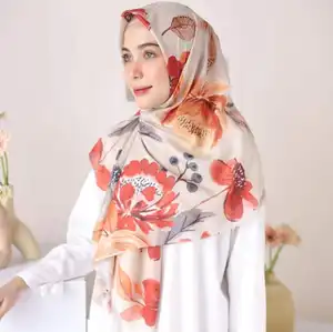 Customized 2024 New Design Hijab Tudung Bawal Designs Cotton Voile Printing Hijab Muslim Printed Scarf Hijabs Muslim Women