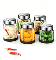 Bocal en verre pour la fermentation avec valve de décompression automatique, idéal pour les cornichons, la choucroute, le kimchi et le kéfir