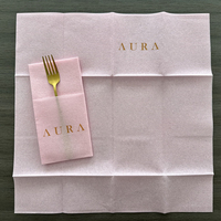 Serviette de table rose de haute qualité imprimée de logo personnalisé serviette d'invité jetable pour restaurant hôtel
