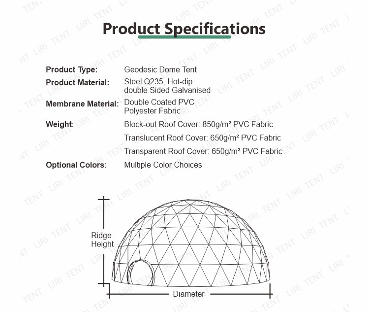 Steel Frame PVC Cover Geodesic Dome Tent Ball shape For 360 Projection