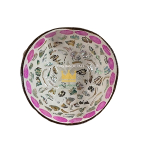 Customized unique mother-of-pearl inlaid coconut shell bowls eating <b>utensils</b> made from natural coconut shell low price - Product Image 1