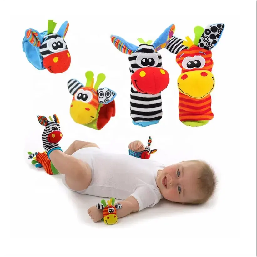 Cute Stuffed Animals Musical Organic Infant Girl Boy Baby Kids Hand Bell Plush Toys Rattle Wrist Socks