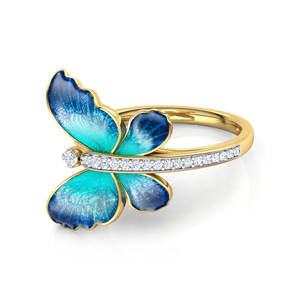 Anello a Farfalla F341 in Oro Massiccio 18K con Diamante Naturale Taglio Brillante Rotondo, Gioiello Regalo per Donna - Product Image 6