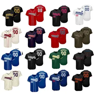 Camisa de beisebol e softball bordada personalizada, roupa esportiva de poliéster com logotipo impresso, uniforme de beisebol para uso esportivo