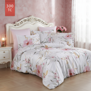 Varol Royal Satin <b>Single</b> 300TC Duvet Cover <b>Set</b>-STELLA Floral Princess Style Woven 4-Piece <b>Set</b> for Home Use - Product Image 3