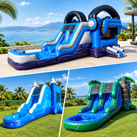 Château gonflable extérieur personnalisé, trampoline, parc à thème pour la location, combo château gonflable, château de saut, toboggan aquatique et sec