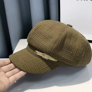 <span class=keywords><strong>Casquette</strong></span> de mode vintage pour <span class=keywords><strong>femme</strong></span> avec boucle en métal octogonale, couleur unie, style newsboy - Product Image 3