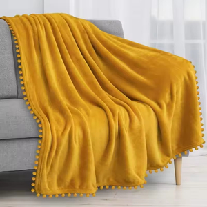 Ánh Sáng Mỏng Chăn Với Nhỏ Pompoms Flannel Lông Cừu Vải Thoải Mái Ném Chăn Cho Tất Cả Các Mùa Sofa Hoặc Giường - Product Image 4
