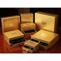 Boîte à glissière personnalisée avec logo XJY, boîte à glissière de luxe en carton pour emballage cadeau, boîte à glissière en carton doré pour boîtes