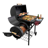 Grand Barbecue sans fumée à deux cuisinières Fumeur à charbon de bois en céramique commercial pour l'extérieur Barbecue portable avec plaque latérale