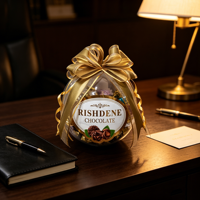 Caja de Regalo de Chocolate Esférica Transparente Envuelta en Cinta Dorada RISHDENE, Envoltorio Mixto para Dulces de Chocolate con Nueces para Recuerdos de Boda