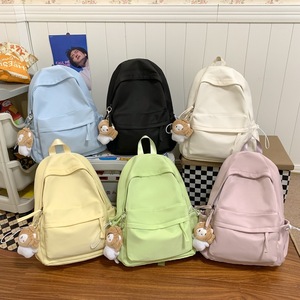 Simple <b>Backpack</b> For Women Solid Color Lightweight <b>Waterproof</b> <b>School</b> Travel Laptop Bag With Interior Zipper Pocket Summer 2023 - Product Image 3