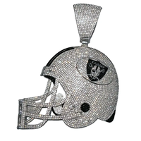 Collier pendentif casque de football américain tendance, pendentif bling hip-hop avec logo d'équipe, collier breloque casque de sport personnalisé pour hommes