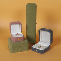 Boîte à bijoux en velours de forme octogonale, boîte d'emballage de bijoux de luxe avec logo personnalisé SIFOO, ensemble de boucles d'oreilles, collier, bague, bracelet