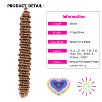 Extensions de cheveux synthétiques naturels Freetress Deep Twist pour tresses au crochet, 22-28 pouces, effet ombré