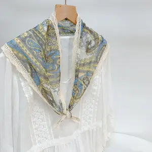 2024 Summer Mori Girl Lace Scarf Travel decoration Sun protective scarf Triangle scarf women's neck shawl