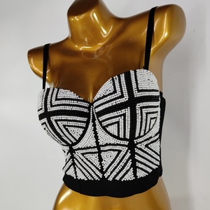 Pearl Knit ShapeWear Transpirable de secado rápido Cruz sexy Bra Glitter fajas para mujeres <span class=keywords><strong>tetonas</strong></span> - Product Image 3