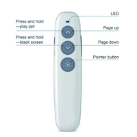 Présentateur sans fil 2,4 G avec pointeur laser rouge, stylo PPT PowerPoint, batterie rechargeable, portée de 100 m, page haut/bas pour réunion, formation