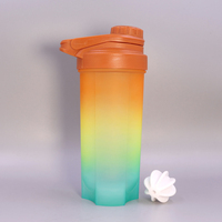 Vente en gros 700ml Multicolore Logo personnalisé Salle de sport en plastique Eau pour Shaker Bouteille Mélangeur pour Ballon pour l'extérieur Voyage et Camping