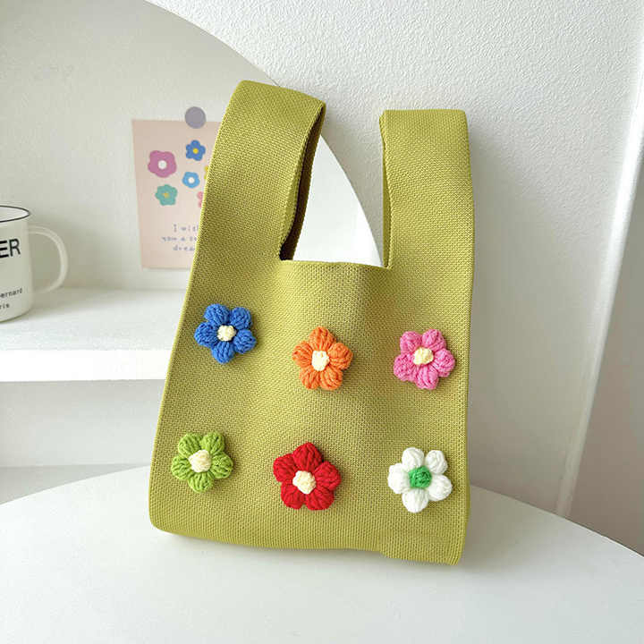 Tas tangan wanita Korea, tas Tote kasual kapasitas serbaguna bunga