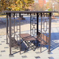 Pavillon de jardin à toit plat de style chinois, chaise suspendue de loisirs pour six personnes, auvent imperméable pour cour extérieure