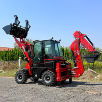Backhoe Loader TBL45-16 1.5ton 4x4 Mini Backhoe Loader Merah