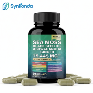 OEM ODM <span class=keywords><strong>Capsules</strong></span> de Soutien Immunitaire : Mousse de Mer, Huile de Nigelle, Ashwagandha, Gingembre – Peau Améliorée, Immunité Renforcée, Énergie – 60 Comprimés - Product Image 1