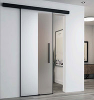 Porte coulissante résidentielle à fermeture en douceur simple pour l'intérieur de la maison porte vitrée de bureau système de porte coulissante murale sur le côté de la cuisine