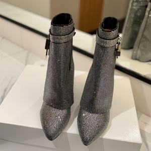 Bottes mi-mollet à talons hauts pour femmes, luxe automne-hiver, design brillant et tendance, grandes tailles - Product Image 5