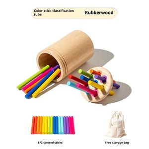 JHT Cross-border MarsMarie madera tres en uno clasificación tubo bebé Color cognición jardín de infantes Montessori <span class=keywords><strong>juguetes</strong></span> educativos - Product Image 6
