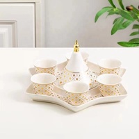 Ensemble de 8 tasses à café et thé en céramique dorées, style créatif, pour la maison, idéal pour le Ramadan et l'Aïd, vente en gros