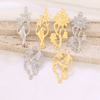Connecteurs en acier inoxydable plaqué or, motif filigrane tendance, en forme de tournesol, pour bijoux DIY, breloques faites à la main pour enfants