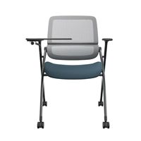 Chaise de formation pliable moderne avec tablette d'écriture, chaise de bureau à dossier en maille sur roulettes pour salle de conférence, école, université
