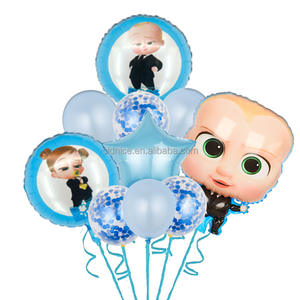 Bonito cartel de cumpleaños azul corona jefe globos pañal biberón guirnalda Bday pajarita pastel Toppers bebé niño jefe fiesta Decoración - Product Image 4