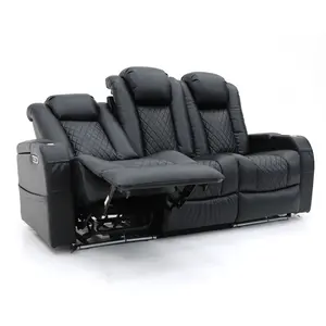 极客沙发VIP电动家庭影院躺椅沙发座椅，带电动头枕和腰部支撑以及下拉桌