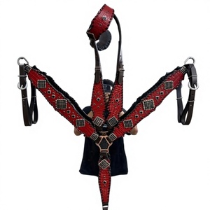 Kaamkaaj Juego de Arreos para Caballo de Cuero Genuino Estilo Western, con Estampado de Cocodrilo, Cabezada y Pechopetral, Cierre de Hebilla, Personalizable - Product Image 1