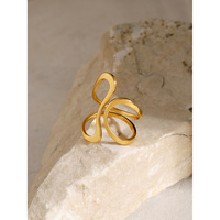 G3094 Vente en gros Anillos Para Mujer 18K PVD plaqué or Acier inoxydable Exagéré Double Couche Simple Courbe Ligne Anneaux Ouverts
