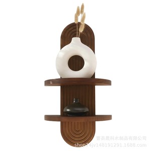 Wooden Wall <b>Shelf</b> 2 Tier Floating Storage <b>Rack</b> For Bedroom Decorative Plant Display Wall Mounted Type - Product Image 5