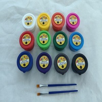 Ensemble de peinture lavable pour enfants - 12 couleurs, pots anti-déversement avec pinceau pour l'apprentissage précoce