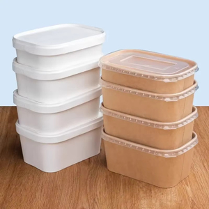 Ciotola di carta personalizzata <span class=keywords><strong>per</strong></span> insalata quadrata <span class=keywords><strong>usa</strong></span> <span class=keywords><strong>e</strong></span> <span class=keywords><strong>getta</strong></span> ciotola di carta Kraft addensata 24 Oz ciotola di carta Kraft <span class=keywords><strong>per</strong></span> campeggio Bento insalata di frutta - Product Image 4