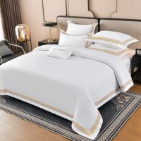Ensemble de draps en coton brodés personnalisés, ensembles de literie populaires, vente chaude, ensembles de literie pour hôtels 5 étoiles