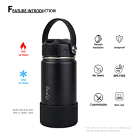 Bouteilles d'eau isothermes en acier inoxydable à double paroi de 12 oz et 16 oz, personnalisables avec logo d'entreprise, écologiques, pour cadeaux d'affaires et activités sportives pour enfants, avec couvercles.