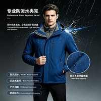Veste bomber softshell respirante à capuche en nylon à haute élasticité trois-en-un avec doublure polaire amovible pour homme