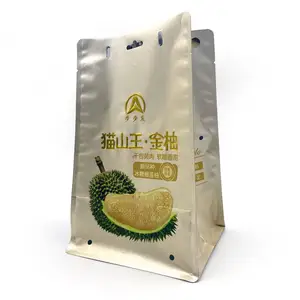 Penjualan terlaris pabrik OEM elegan makanan kelas emas Film aluminium Foil datar bawah tas kantong kemasan makanan tas untuk buah