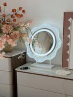 Miroir de maquillage de bureau LED avec cadre en cristal, miroir de beauté rond intelligent pour la table de maquillage de la chambre - Style Instagram