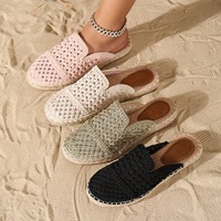 Espadrilles plates à enfiler pour femmes, style espagnol, antidérapantes, à bout fermé, en tissu, collection automne, vente en gros