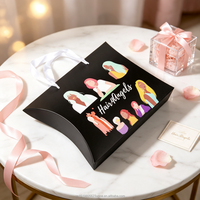 Boîte d'expédition en forme de coussin avec logo personnalisé couleur or, vente en gros, pour emballage de perruques, extensions de cheveux, mariages et cadeaux